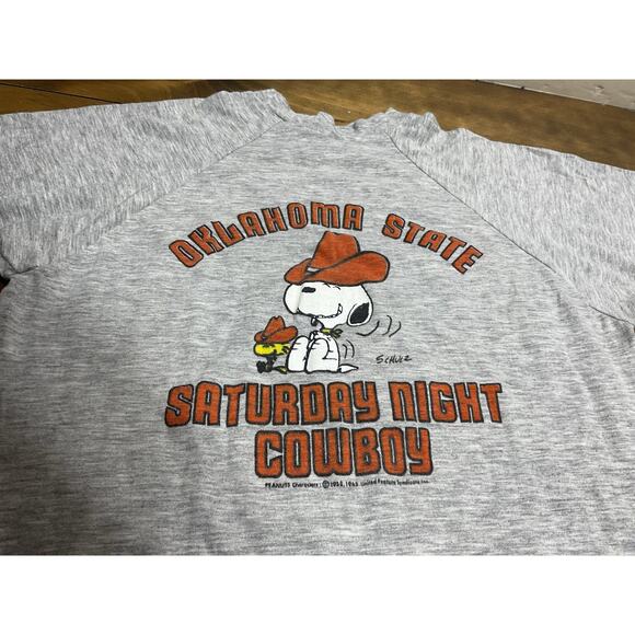 Vintage Shirrex Snoopy Oklahoma State T Shirt Single Stitch 70s Gray Large - Picture 5 of 16
